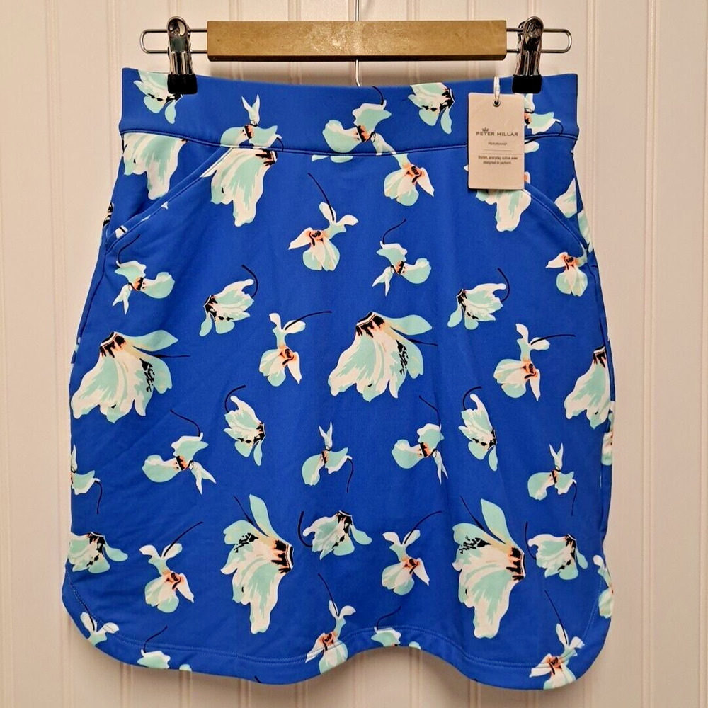 NWT Peter Millar Golf Skort Womens S Blue Floral Pull On Skirt Shorts Active